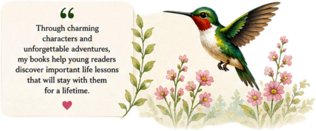 Quote: Through charming characters and unforgettable adventures, my books help young readers discover important life lessons that will stay with them for a lifetime.